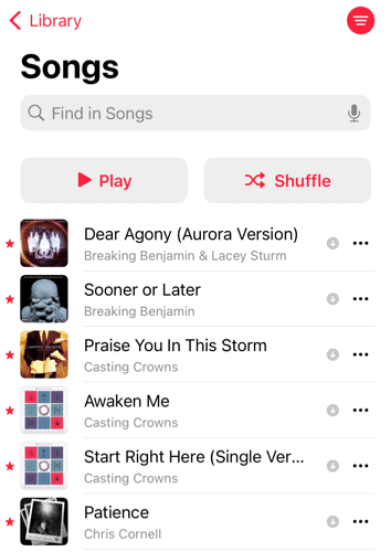 Любими песни в Apple Music