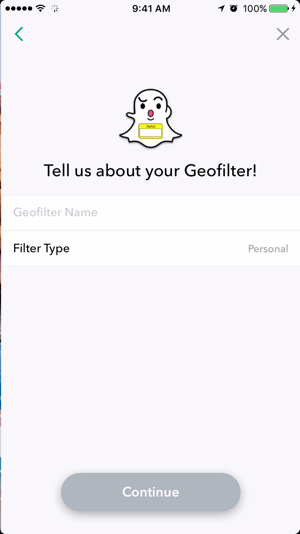 Добавете име за вашия геофилтър Snapchat.