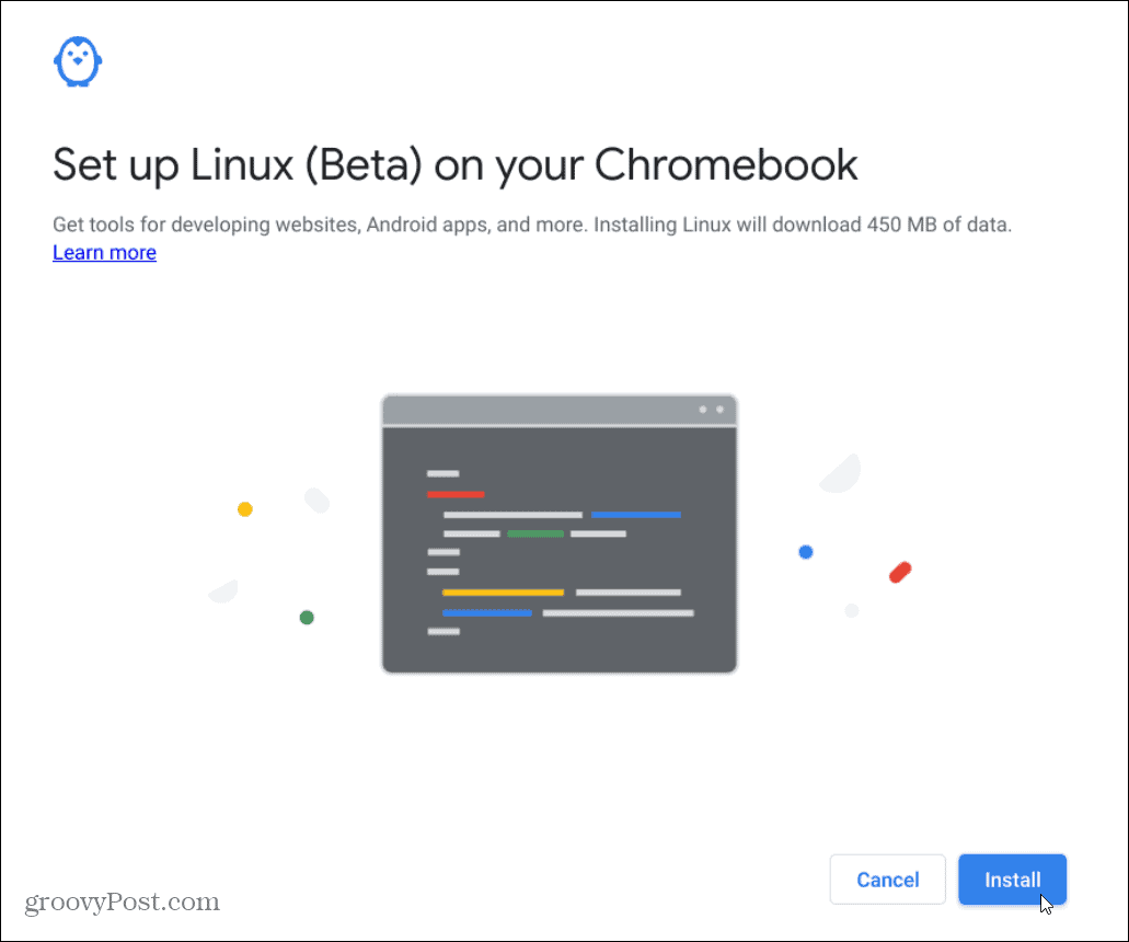  инсталирайте Linux chromebook