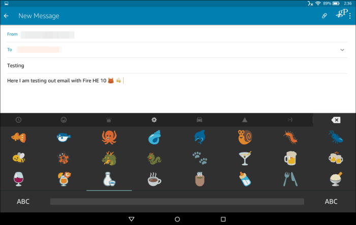 3 Съставяне на съобщение Fire HD Emoji Keyboard