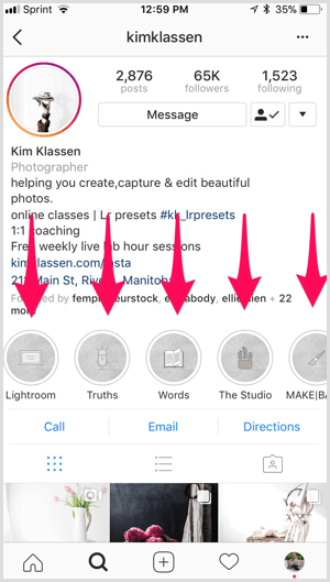 Акценти от марката Instagram в профила на Ким Класен.