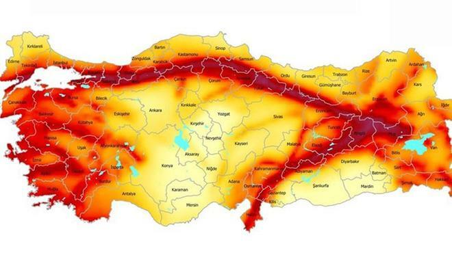 Türkiye карта на риска от земетресение