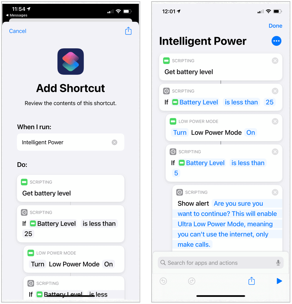 Siri Shortcuts Интелигентна мощност