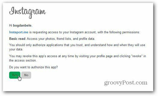 instaport instagram позволява достъп
