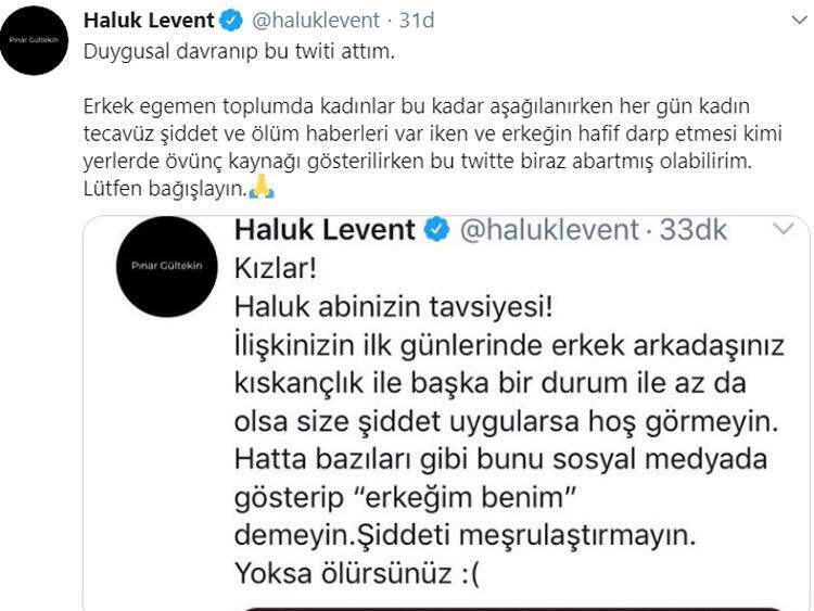 Реакцията на Халук Левент Пинар Гюлтекин след споделянето на събраното убийство!