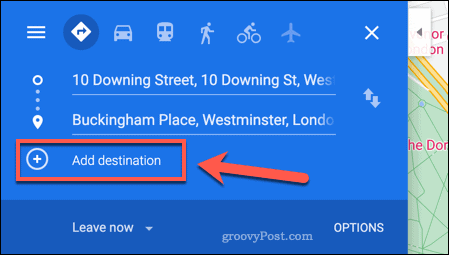 Добавяне на нова дестинация към карта на маршрута на Google Maps