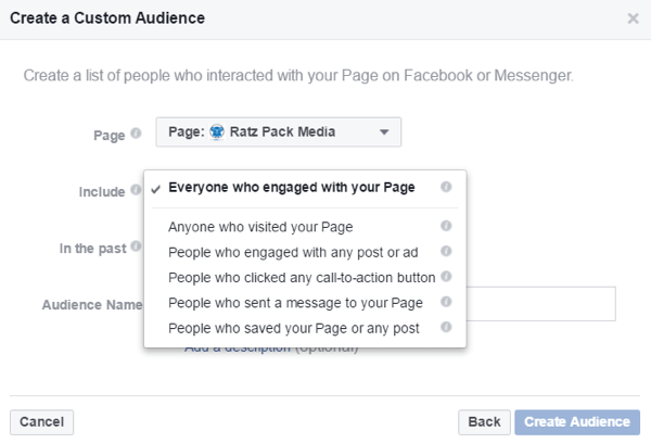 Създайте персонализирани аудитории въз основа на хора, които са взаимодействали с вашата страница във Facebook.