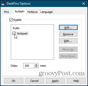 Опции за автоматичен избор в DeskPins