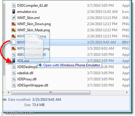 отворете файла WM70Full.bin с XDE.exe