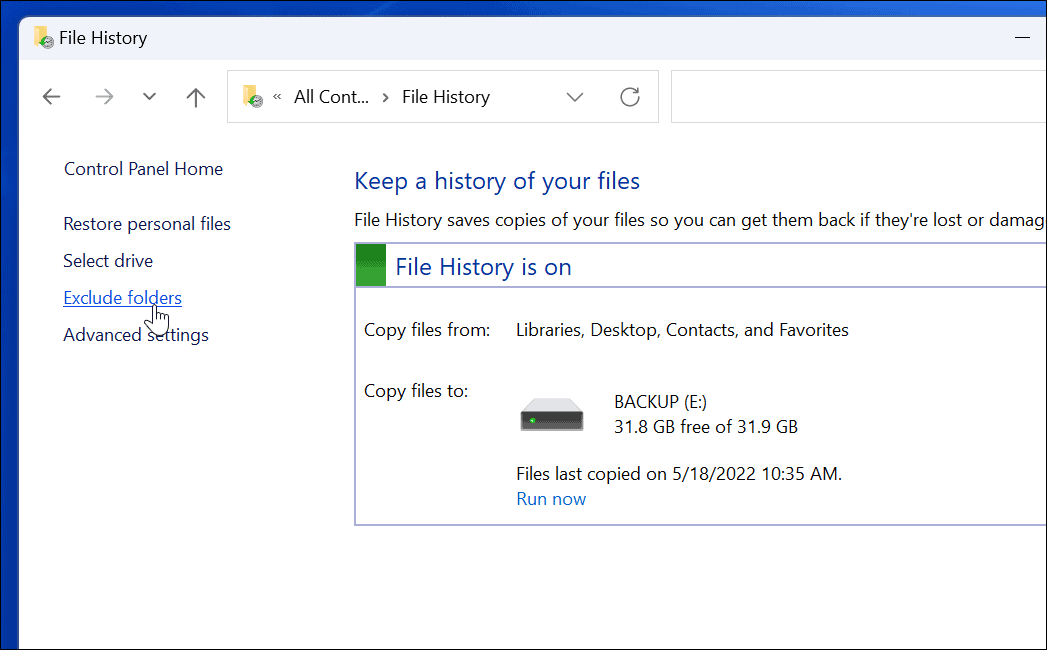 Изключете историята на използването на файлове в Windows 11