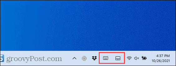 Икони в ъглите на лентата на задачите в Windows 11
