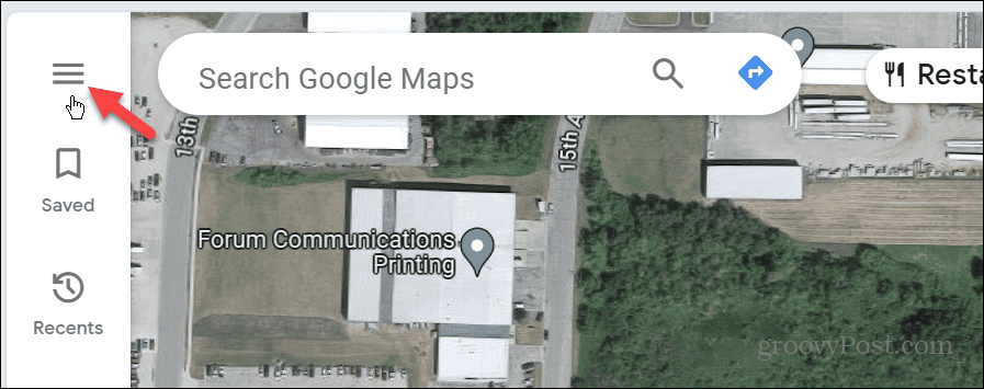 бутон за меню google maps
