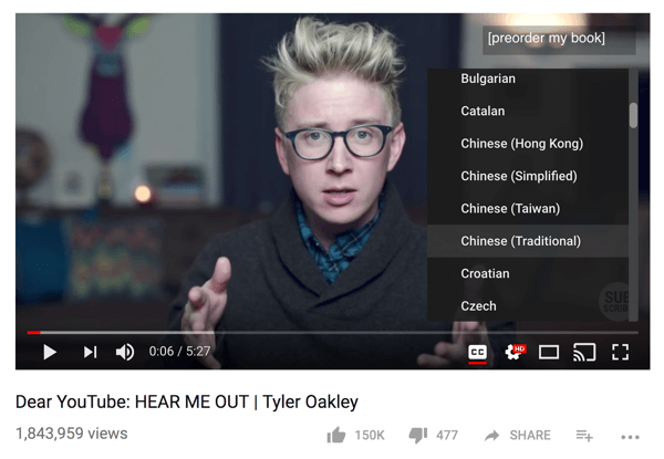 Общността на Тайлър Оукли преведе един от неговите видеоклипове в YouTube на 68 различни езика.