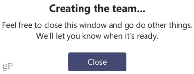 Създаване на екипа с шаблон на Microsoft Teams