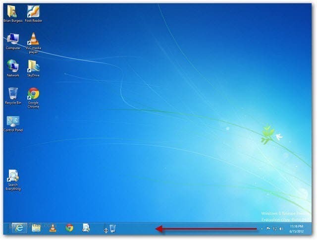 Как да добавите кош за отпадъци към лентата на задачите на Windows 8