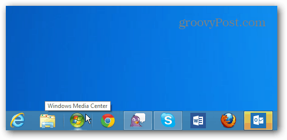 Лента на задачите на иконата на Windows Media Center