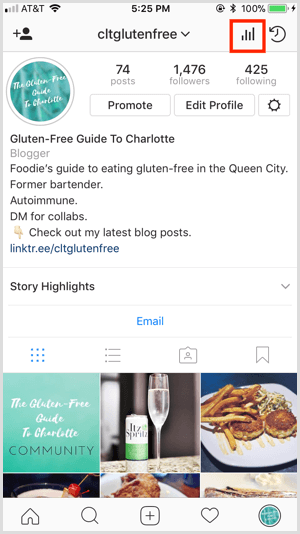 Достъп до Instagram Insights от профил