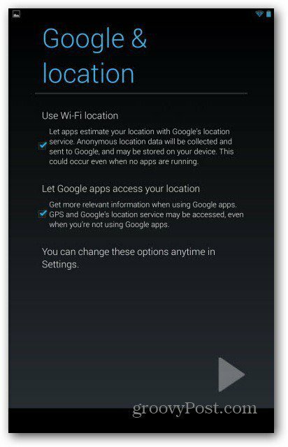 Потребителски акаунти на Nexus 7 - Местоположение на Google
