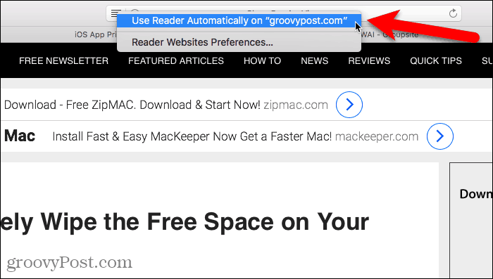 Използвайте Reader автоматично в Safari за Mac