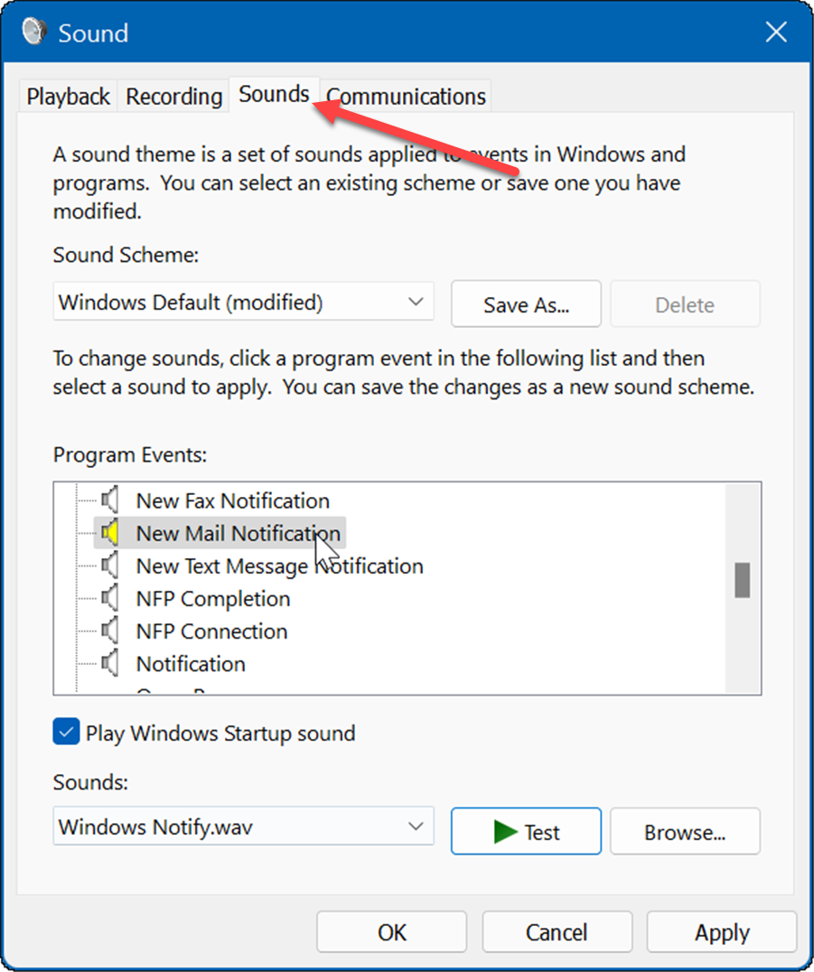 управлявайте системните звуци на Windows 11