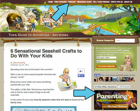 родителски приключения, свързани на началната страница на mykidsadventures.com