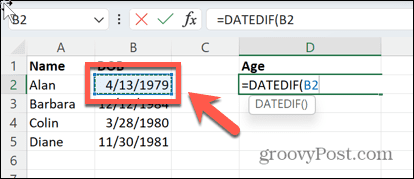 Excel дата на раждане