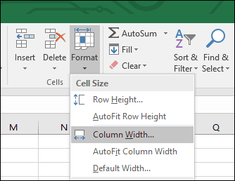 Excel-колона ширина