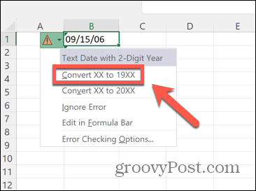 Excel преобразува в 1900