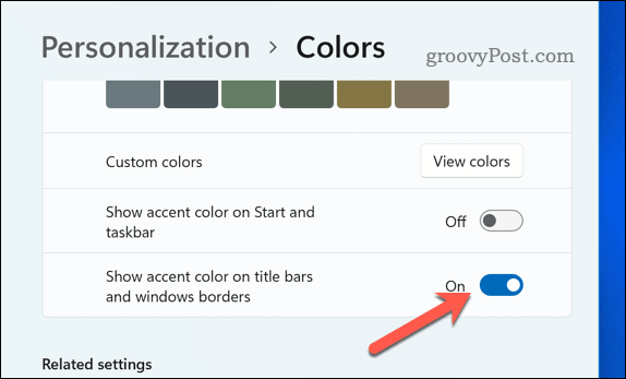 Активирайте цвета на рамката в Windows