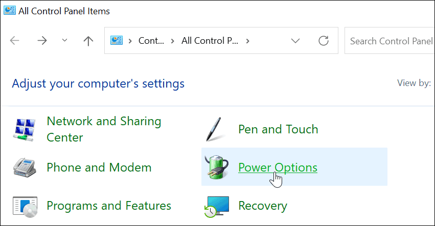 Опции за захранване Контролен панел Windows 11