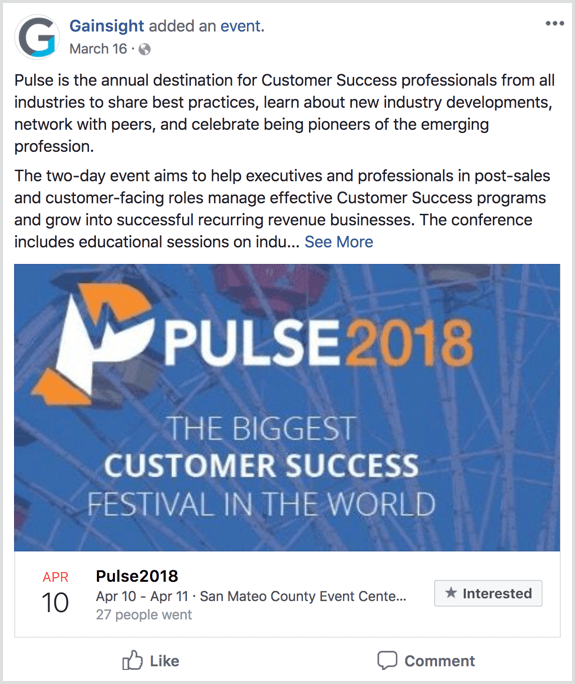 Пример за събитие във Facebook.