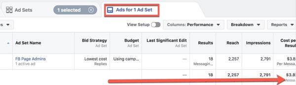 Прегледайте показателите за ефективност на рекламите във Facebook във Facebook Ads Manager.