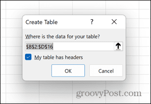 таблица за създаване на Excel