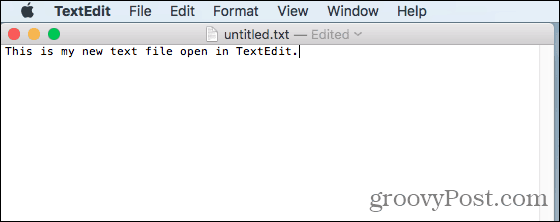 Текстовият файл се отваря в TextEdit на Mac