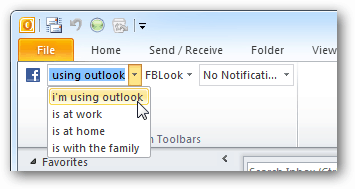 актуализирайте състоянието на фейсбук от Outlook