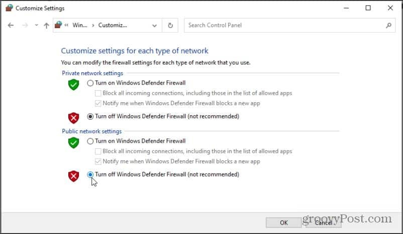 деактивиране на Windows Defender