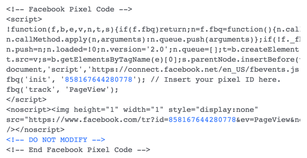Инсталирайте пикселния код на Facebook на вашия уебсайт.