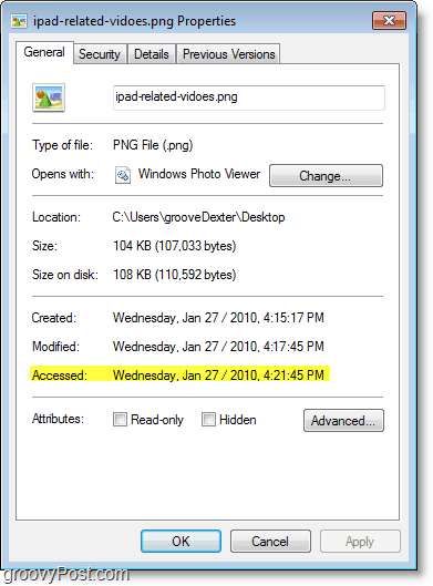 Снимка на екрана на Windows 7 - Достъпът до дата не се актуализира много добре