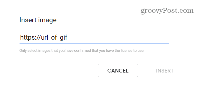 вмъкнете GIF чрез URL