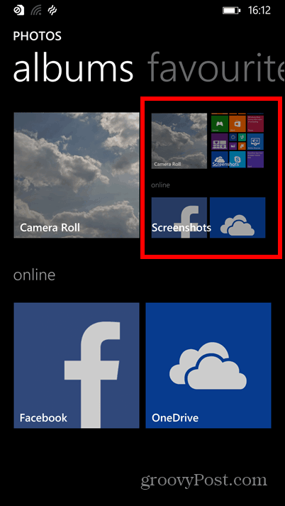 Албуми на екранни снимки на Windows Phone 8.1