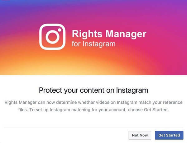 Изглежда, че Instagram е активирал Мениджъра на правата за Instagram.