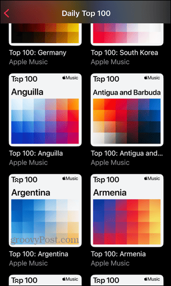 музикални класации на Apple топ 100 държави
