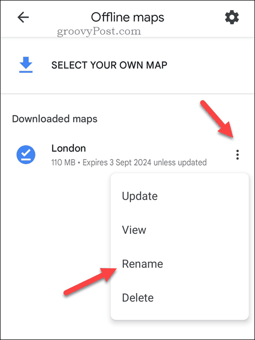 Преименувайте офлайн карта на Google Maps