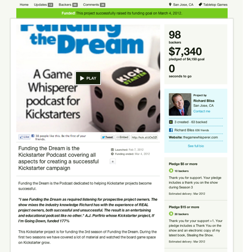 kickstarter финансиране на мечтания подкаст