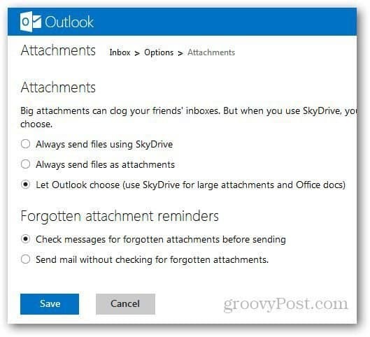 Как да управлявате прикачени файлове в Outlook.com