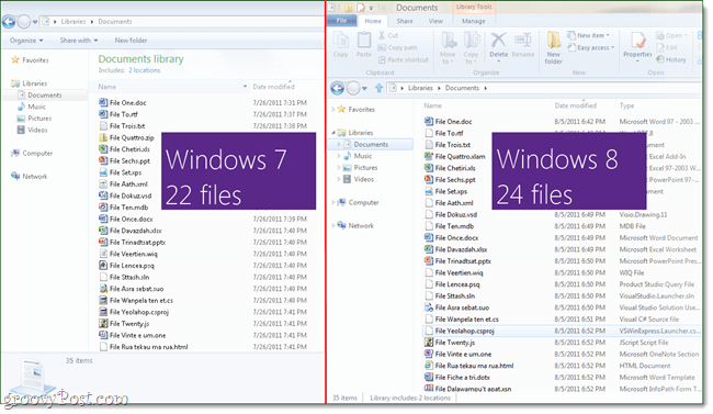 Windows 8 Explorer в сравнение с Windows 7 Explorer