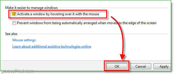 щракнете върху квадратчето до активиране на прозорец, като задържите курсора на мишката върху него с мишката, всичко ново за Windows 7