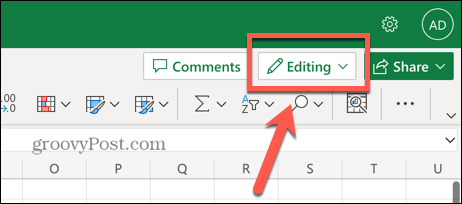 Опция за редактиране на уеб приложение на Excel