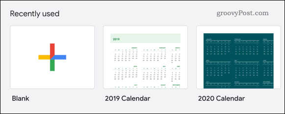 Избор на шаблон за календар в Google Таблици
