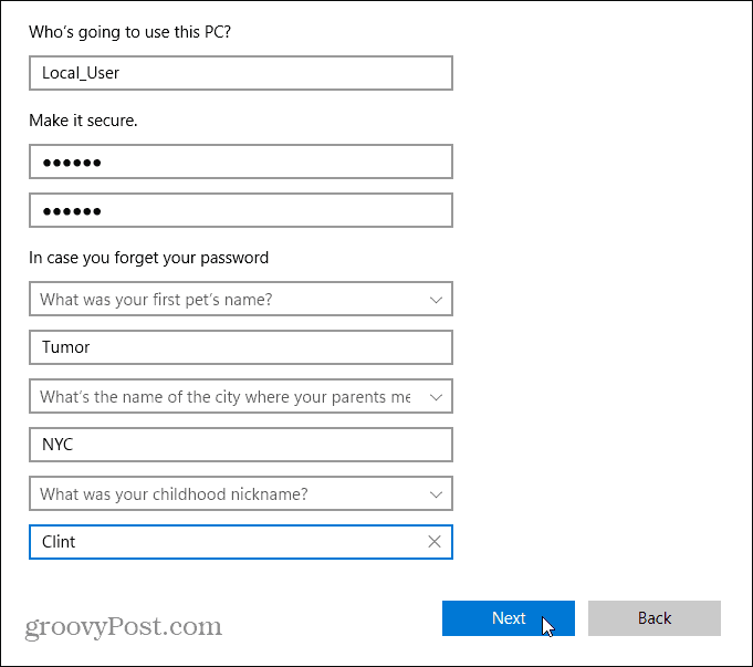 Информация за местния потребител Windows 11